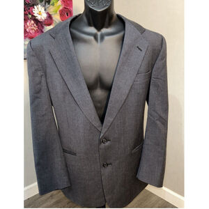 Vintage 44R Austin Reed Slate Gray Wool Two Button Jacket Blazer Vented
